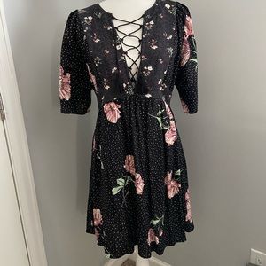 Flower Print & Polka Dot Dress